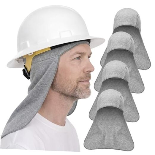 4pcs Flame Resistant FR Hard Hat Liner Sun Shade Cotton Neck Ear Grey