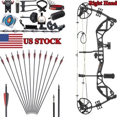 30-70lbs Archery Compound Bow RH Let off 75% &Carbon Arrows Set Hunting Shooting