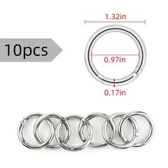10 Pcs Spring O Rings Metal Round Rings Round Snap Clip Keychain Buckle