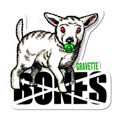 Powell Bones GRAVETTE Skateboard Sticker 3 inches