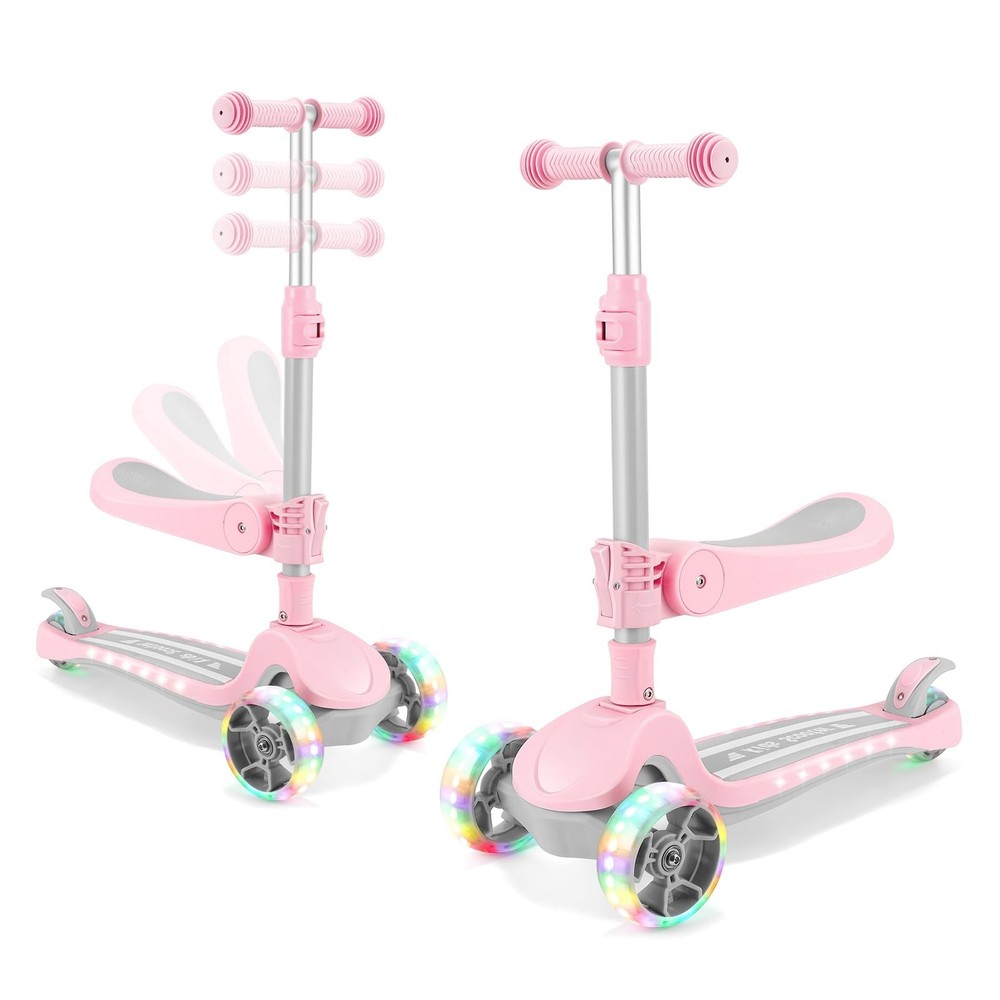 3 Wheel Scooter for Kids Ages 2-10 Years, 2 in 1 Kick Kids Scooter with Swive…