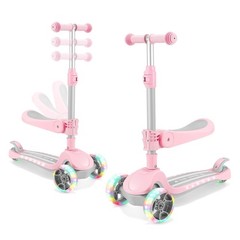 3 Wheel Scooter for Kids Ages 2-10 Years, 2 in 1 Kick Kids Scooter with Swive…