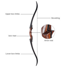60″ Takedown Recurve Bow 30-50lbs Wooden Bow Riser for Archery Hunting Target