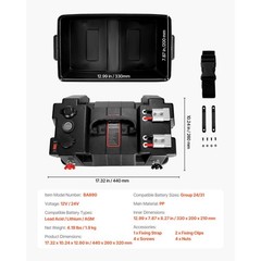 Battery Box, Group 24/ 31 Trolling Motor Battery Box, 12V/ 24V Marine Batteries