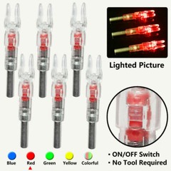6Pcs Automatically Archery Arrow Lighted Nock for ID 6.2mm/7.62mm Crossbow Bolt