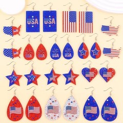 4th Of July Patriotic Earrings Glitter Lightning Bow Rooster Red Fireworks