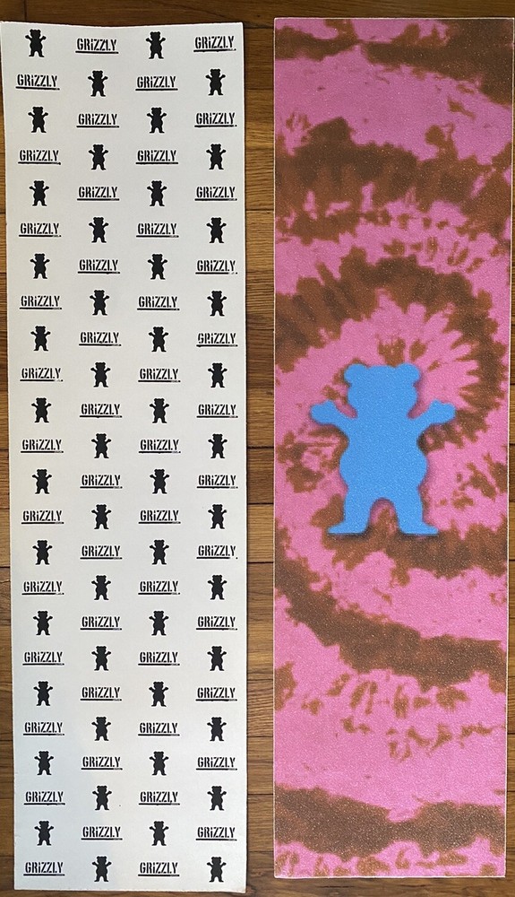 Grizzly 9″ x 33″ ￼ Tie-dye Blue shadow￼ bear ￼Skateboard Grip Tape New￼