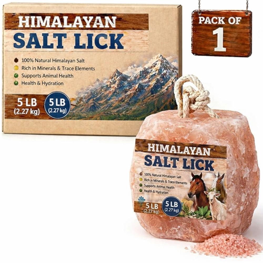 Himalayan Salt Lick Block with Rope 5-6 lb Multi Pack for Horses & Livestock
