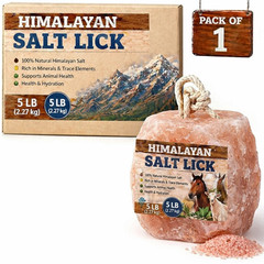 Himalayan Salt Lick Block with Rope 5-6 lb Multi Pack for Horses & Livestock