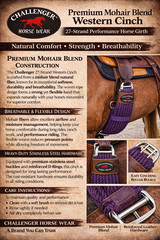 Western 27 Strand Double Weave Purple Mohair Roper Cinch 97RT07PP