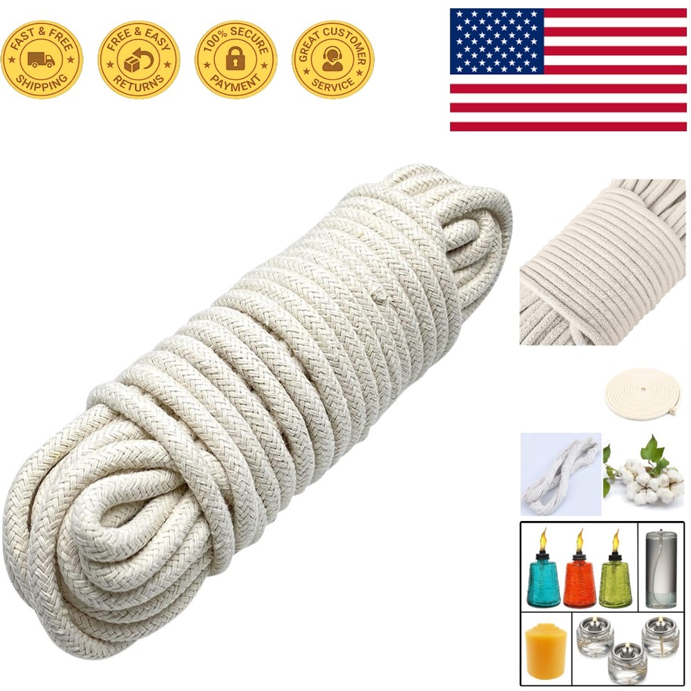 1/4 Inch Natural Cotton Rope – 52 Feet Classic White Craft Rope for DIY Projects