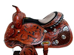 GAITED WESTERN SADDLE 17 16 15 PLEASURE SHOW HORSE TRAIL TOOLED LEATHER TACK SET