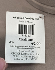 Alan Jackson Collection Cracker Barrel Boxed Cream Color Wool Felt Cowboy Hat M