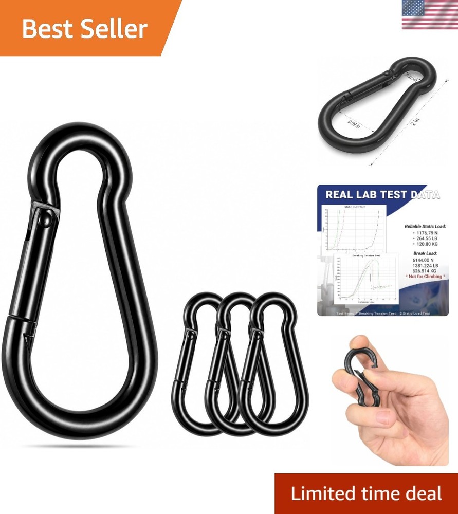 Versatile 4 Pack 304 Stainless Steel Carabiner Clips – 2 Inch Heavy Duty Design