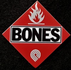 POWELL PERALTA BONES STICKER «BONES FLAMMABLE SIGN» 2 X 2 INCH GLOSSY