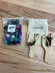 Wool Mob Felt Ball Slingshots Lot of 2 & Multicolor Wool Felt Balls w/bag – NEW