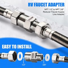 2 Pack Rv Faucet Adapter, NPT 1/2″ x 3/8″ Reducer Faucet Supply Line Adapter, St