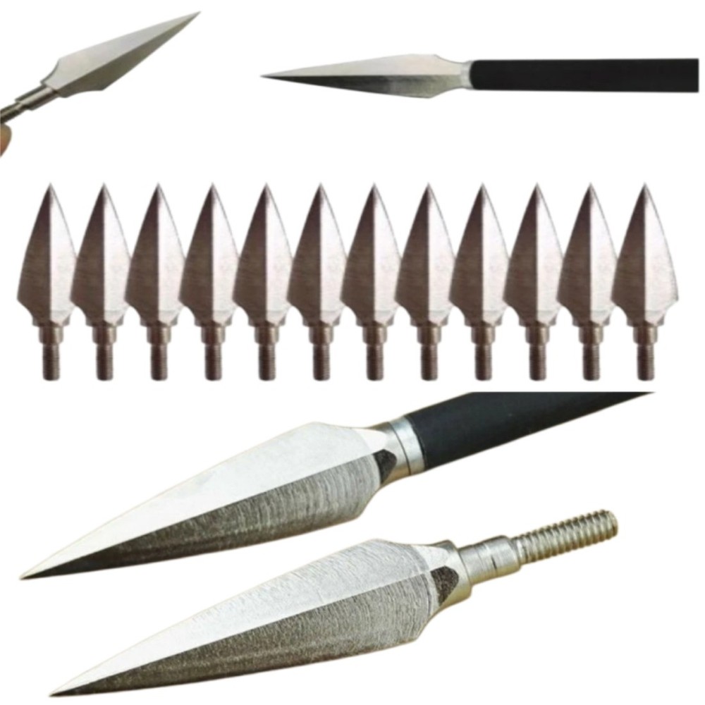 12Pcs Carbon Steel Arrowheads 150 Grain Broadheads Archery Hunting Target Arrows