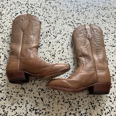 Tony Lama Western Cowboy Boots Mens 8.5D Brown Leather Tascosa