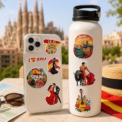 100 PCS Spain Travel Stickers Pack, España Vinyl Waterproof Stickers of Madrid