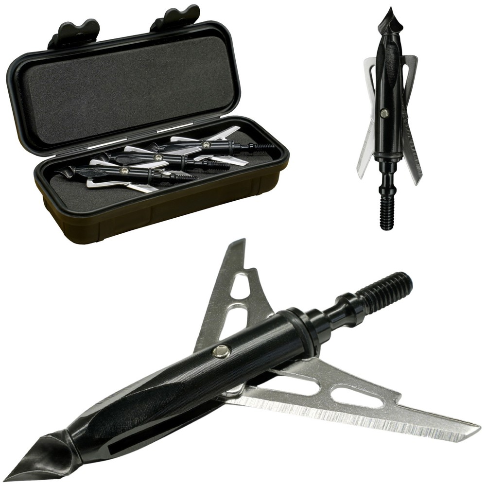 BALLISTA Mechanical Broadheads – 100 Grain 2-Blade Expandable Hunting Tips – 3pc