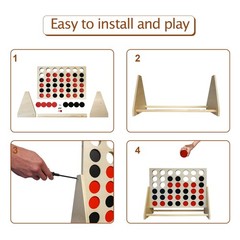 Giant Wooden 4 in A Row Game Includes 42 Pcs Dics, Large Size Four in a Row G…