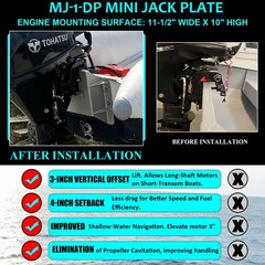Camoo MJ-1-DP 4» Setback Jack Plate, Silver, 11-1/2″ x 10″ for Small Engines