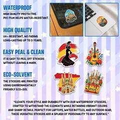 100 PCS Spain Travel Stickers Pack, España Vinyl Waterproof Stickers of Madrid