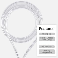 5/8″ I.D x 13/16″ O.D Clear Vinyl PVC & Silicone Hose for Home 10 Feet 5/8″I.D