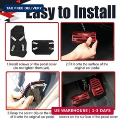 2PCS Non-Slip Car Pedal Covers, Premium Aluminum Alloy Gas and Brake Pedals Cove