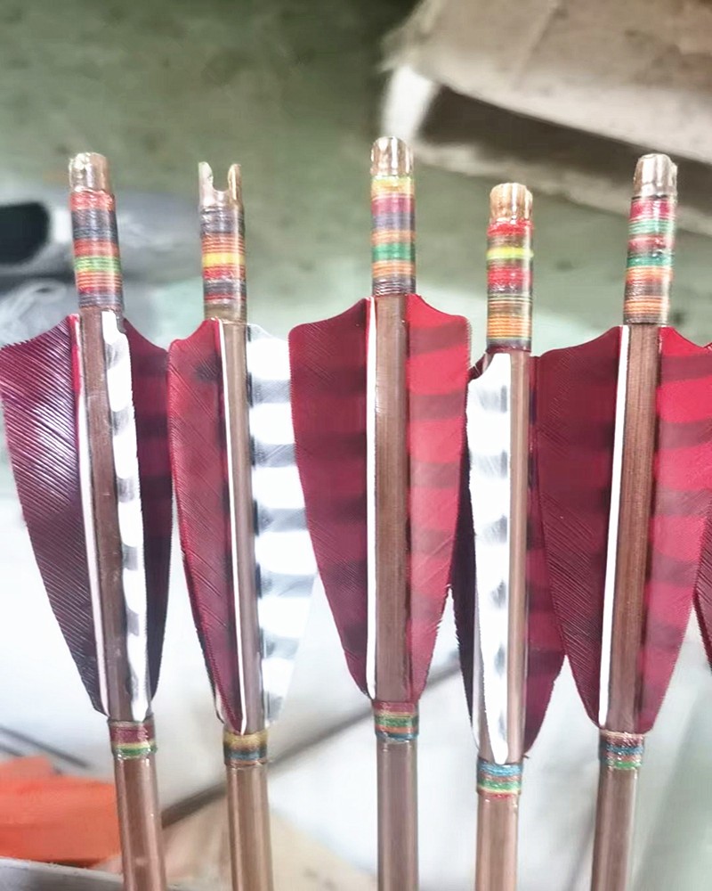 24pcs Archery 32in 45-50lbs Customized Bamboo Arrows with Replacable Arrowhead