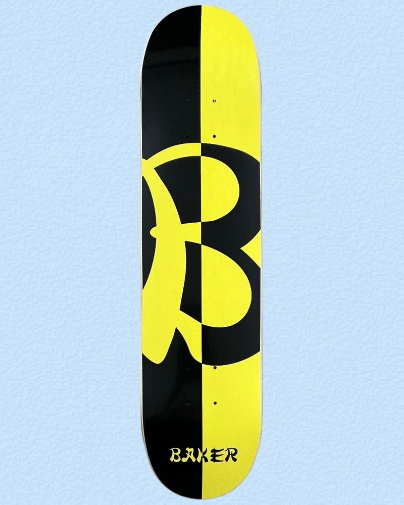 SUPER RARE Baker Skateboard Deck Hanoi B Model Black Yellow 7.5 NOS 2002 Vintage