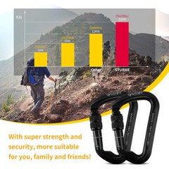 30KN Aluminum Rock Climbing Screwgate Locking Carabiner Large D Shape Clip Hook