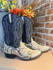 Dan Post Men’s Genuine Python Western Cowboy Boots Black Stitch Shaft Size 9D