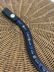 Custom Gems Browband All Sizes Dark Brown or Black Leather U V & Straight Shapes