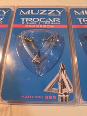 Lot Of 3 Muzzy Trocar 3 Blade 100 Grain Crossbow Archery Steel Broadhead 3 Pack