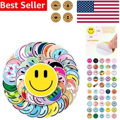 Waterproof Smiling Stickers 50PCS – Reusable PVC Decals for Laptops & Luggage