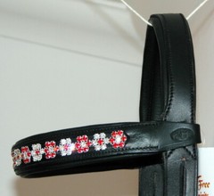 FSS Red Siam Aquamarine Blue FLOWER Rhinestone BLING Crystal Padded BROWBAND NEW