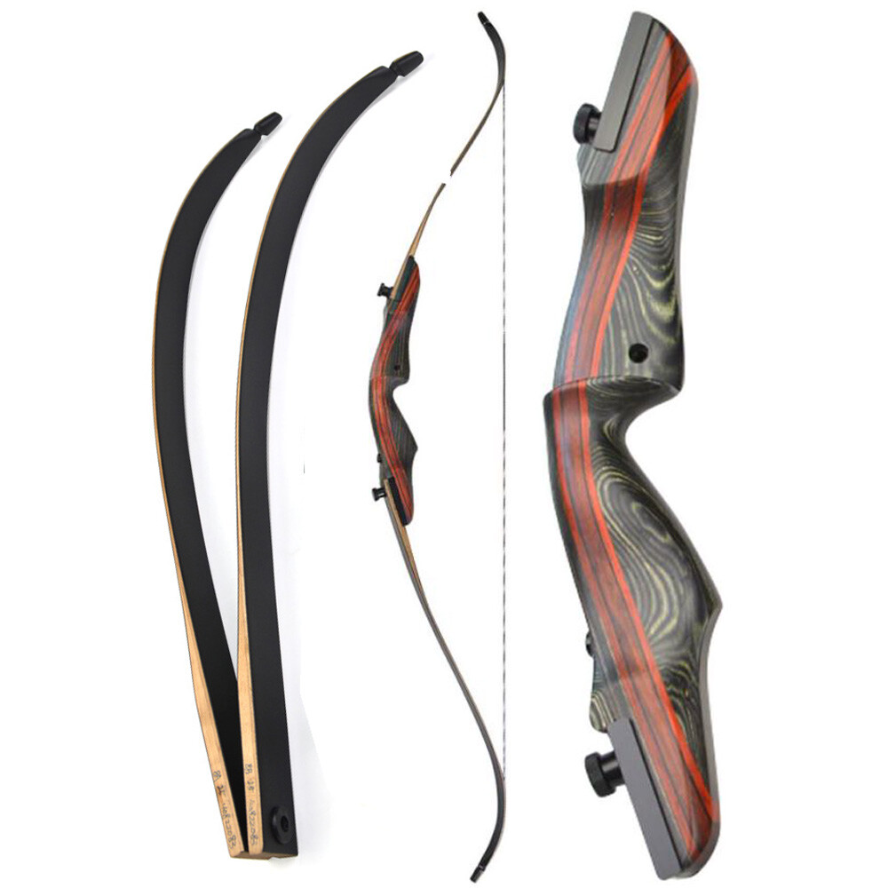 62″ Recurve Bow 20-50lbs Takedown Wooden Riser Limbs Archery Hunting Target