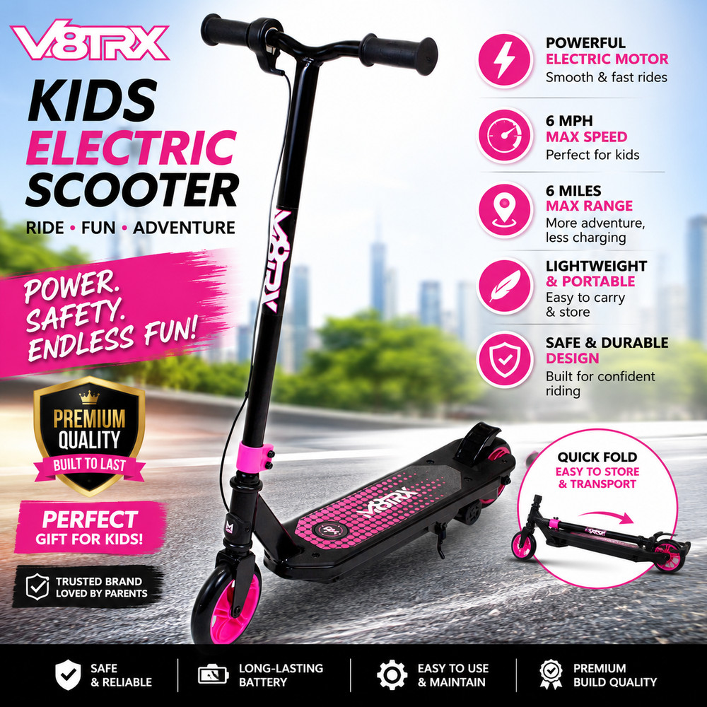 M8TRX Pink 12V Electric Scooter for Kids Ages 6-12 Powered E-Scooter BRAND NEW!