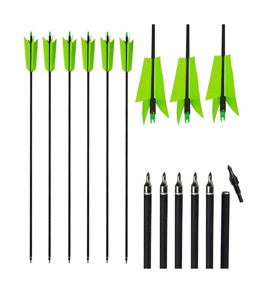 AMEYXGS 12 Pcs Archery Hunting Arrows Mix Carbon 30 Inch Flu Flu Arrows Spine…