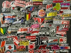 100Pcs JDM Brand Logo Themed Waterproof Stickers Pack Car Motorcycle Racing Moto