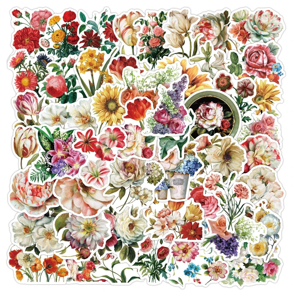 50 Cute Flower Stickers for Laptop/Water Bottle/Phone Case/Tumbler