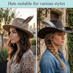 5Pcs Cowboy Hat Band with Feathers Set Hat Feathers for Cowboy Hats Turquoise