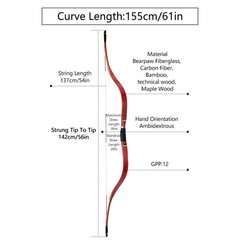 AF Archery Latest Release 61» Traditional Long Bow Short ZhuRan Big Draw Length