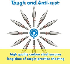 MOLFUZ 12pcs Archery Field Points 100/125/150/200/300 Grain, Stainless Steel Scr