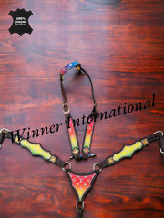 Western Horse Leather Tack Set / Red & Yellow Tack set