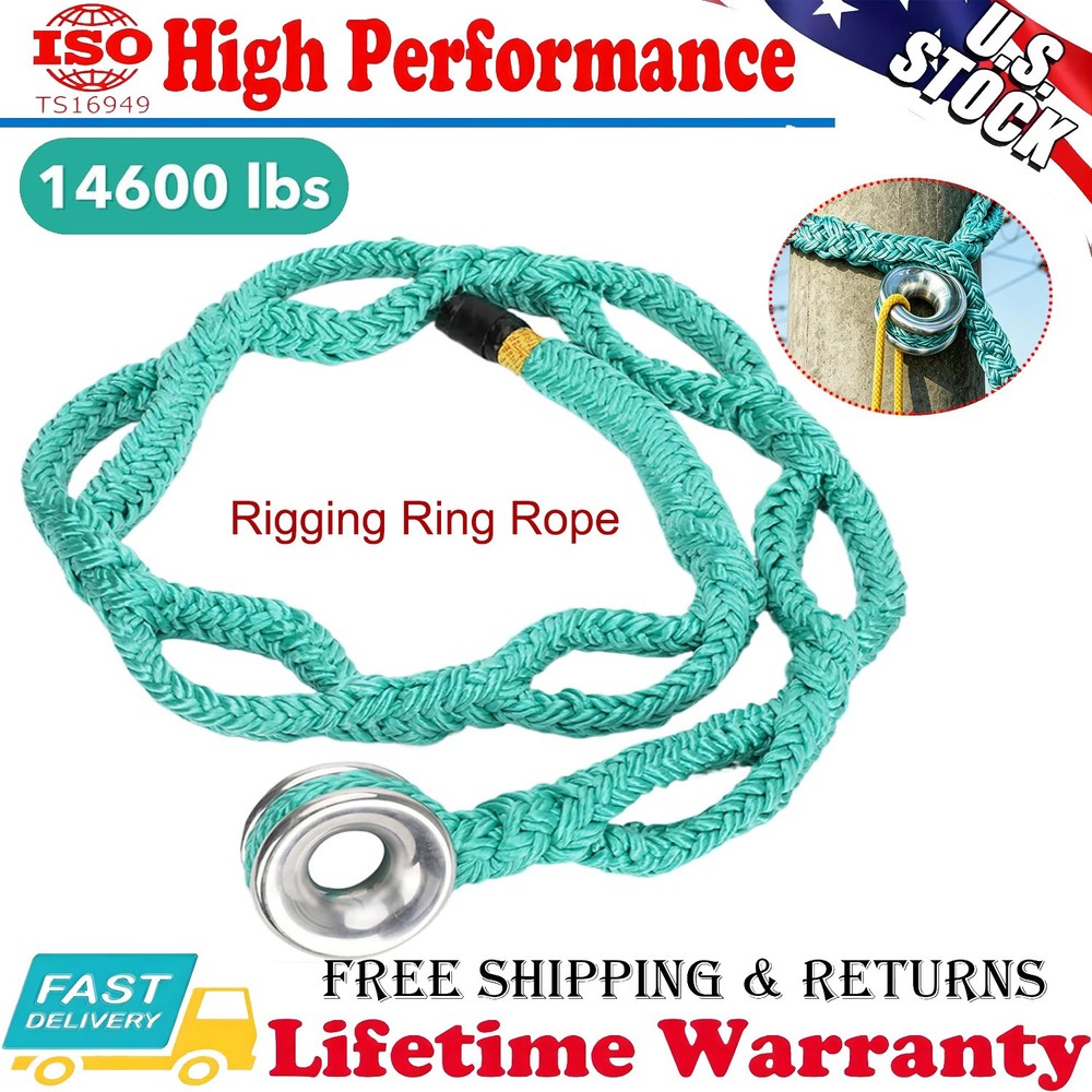 Rigging Ring Sling Rope, 3/4″×6′ Arborist Rope with 35mm Aluminum Ring