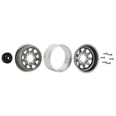 INJORA 1.0 Beadlock Wheel Mud Tires Set Deep Dish 1.0″ Wheels Small, Grey