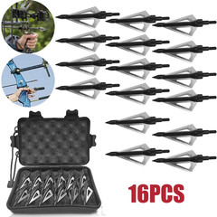 16Pcs Archery Broadheads 3Blade 100Grain Hunting Crossbow Compound Bow Arrow Tip
